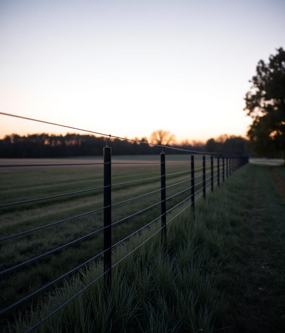 Newly installed high-tensile fence line